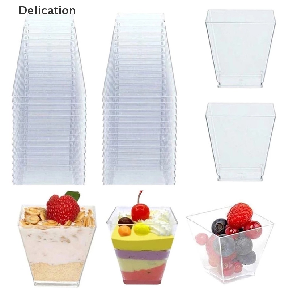 Set 25 Cốc Đựng Kem / Món Tráng Miệng Bằng Nhựa Dùng Một Lần Thể Tích 60ML