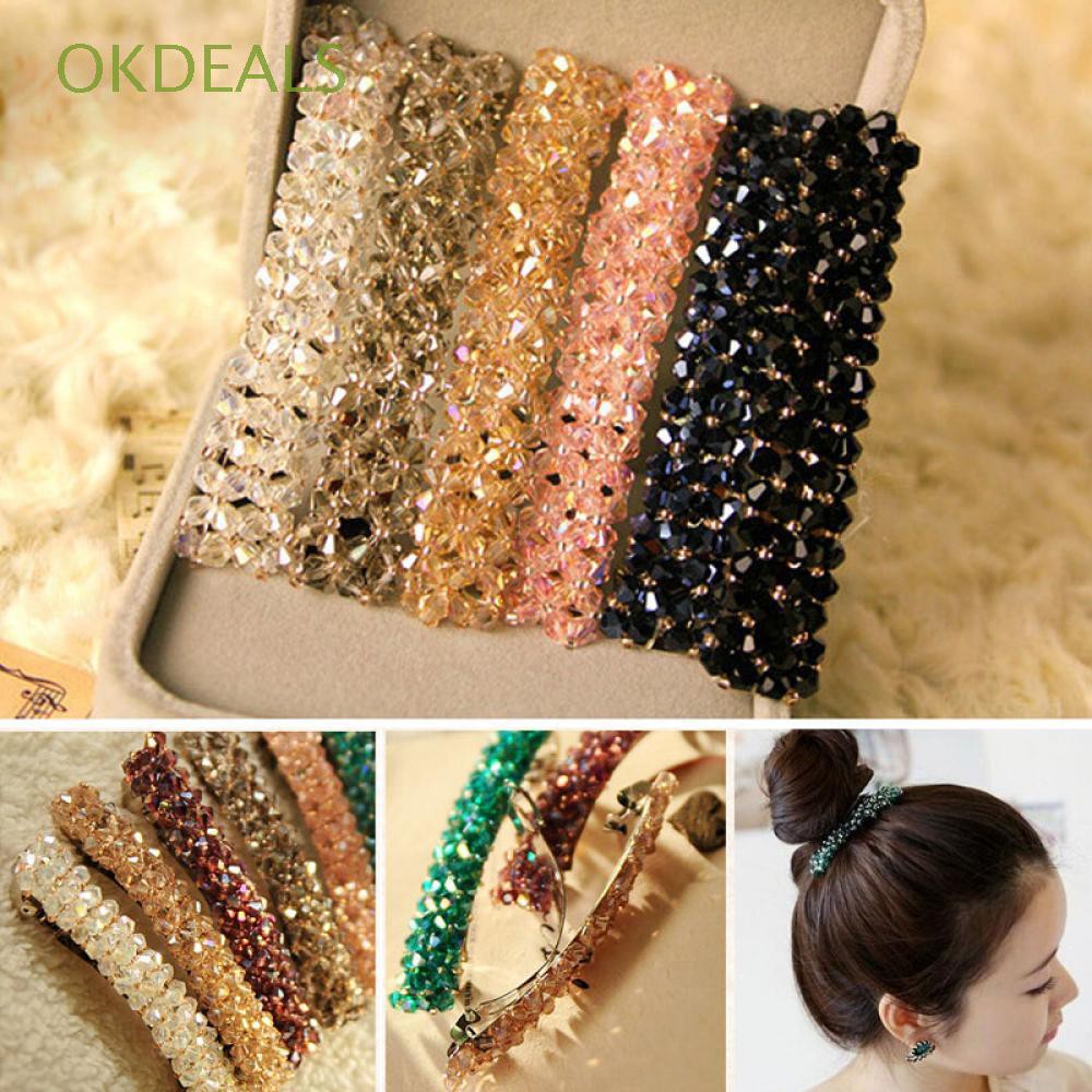 Kẹp tóc đính hạt pha lê thanh lịch cho nữ