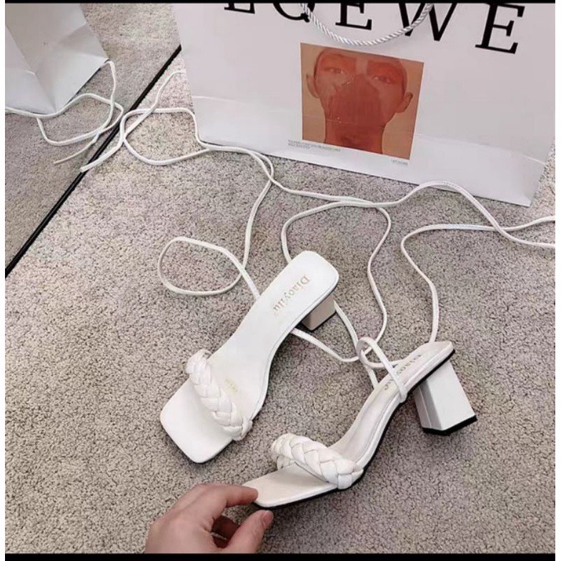 Giày sandanl cao gót chiến binh cột dây siêu hót 7p mã 853(kèm hình thật)