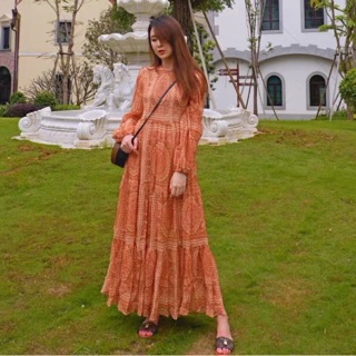 Đầm Zara maxi hoạ tiết cổ đển châu Âu sang chảnh - Luumooc