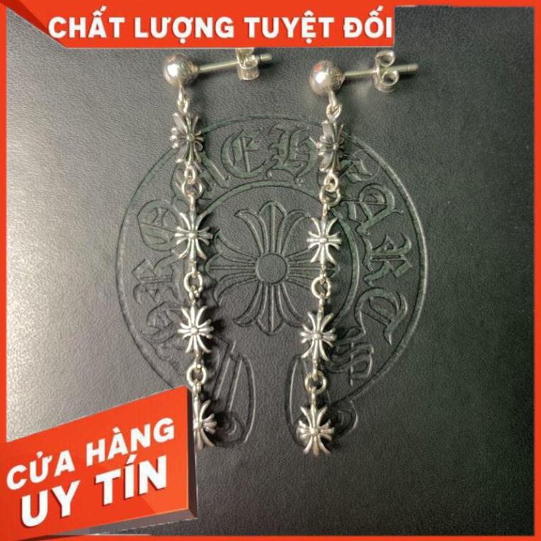 Bông tai unisex Chrome Heart tiny cross thả bạc khối 925 fullbox - Shop Lộc Độc Và Lạ 92