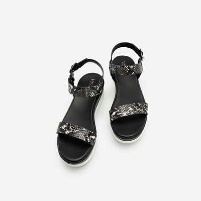 Vascara Giày Sandal Đế Xuồng Quai Vân Da Rắn - SDX 0417 - Màu Đen