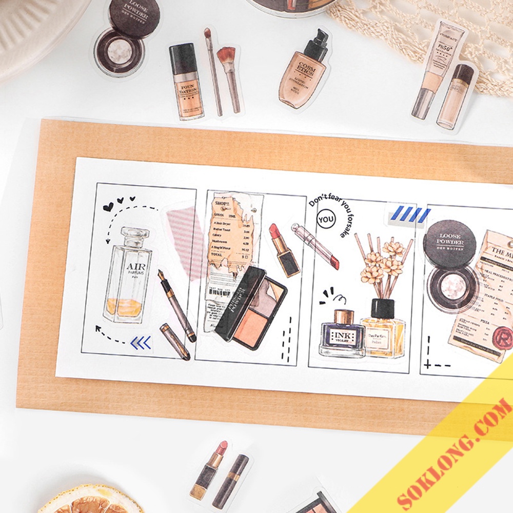 Sticker mỹ phẩm nước hoa STI55 thời trang nhãn dán dễ thương trang trí sổ tay, bullet journal