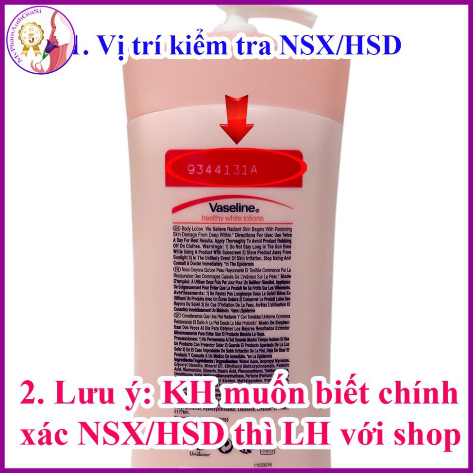 sữa dưỡng thể vaseline màu hồng heathy white dưỡng ẩm làm sáng và mềm mịn da 725ml india