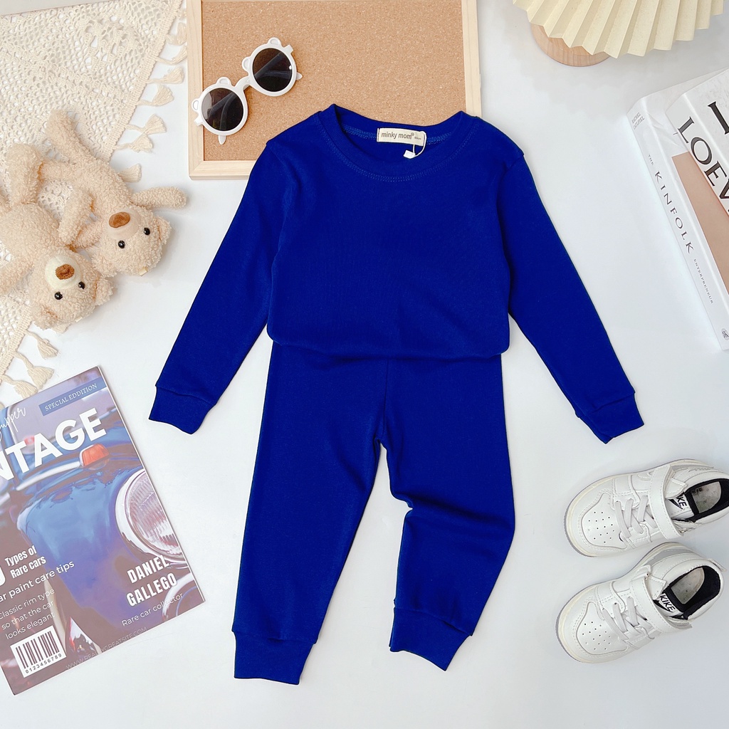 [SALE] Bộ Quần Áo Bé Gái, Bé Trai KIMCHIBABY Vải Cotton Borip Bo Gấu, Bộ Dài Tay Cho Bé Mặc Nhà Thu Đông MKMTD2213