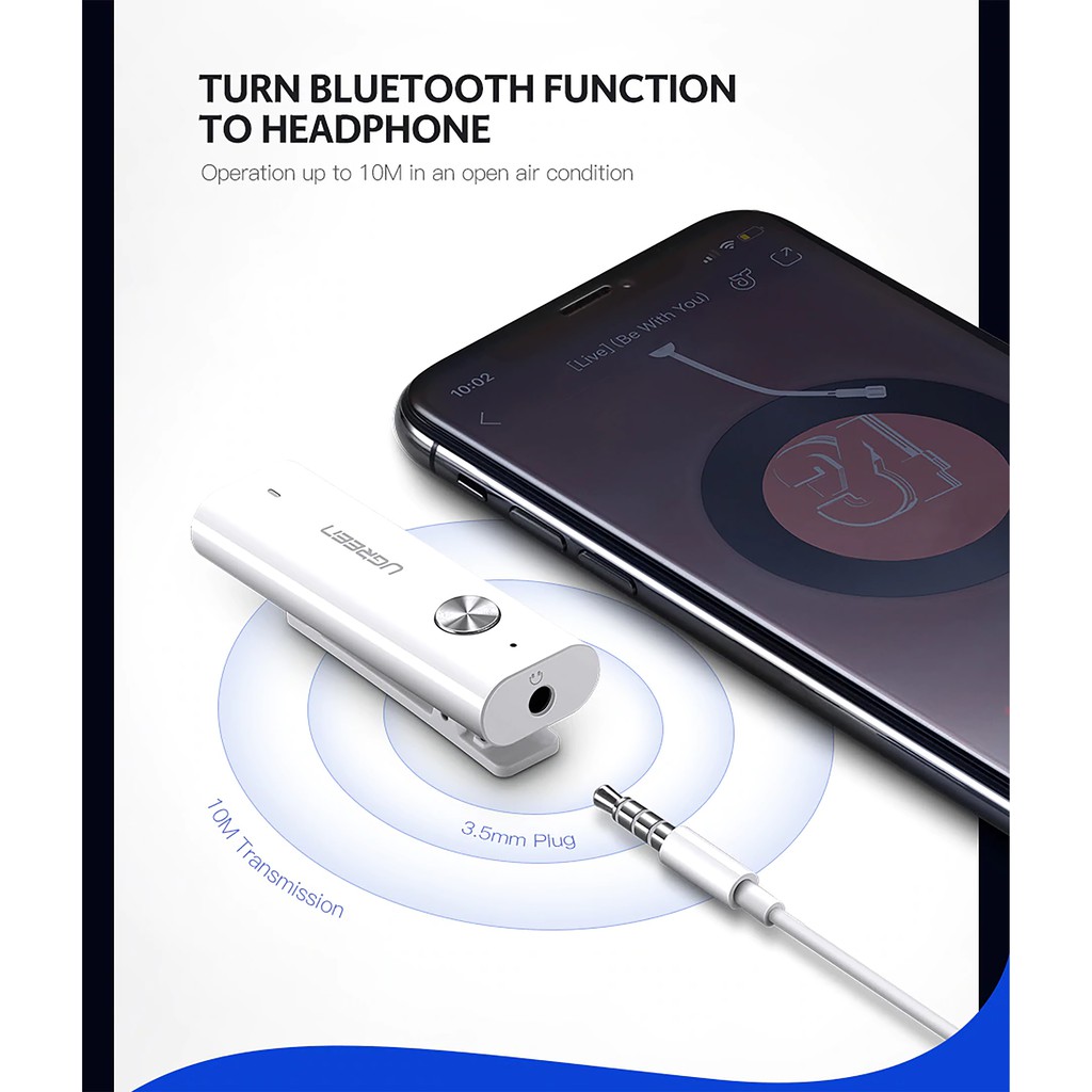 [Mã ELHACE giảm 4% đơn 300K] Thiết Bị Nhận Bluetooth 4.2 Cho Loa/Tai Nghe/Ampli Hỗ Trợ Mic Đàm Thoại Cao Cấp UGREEN