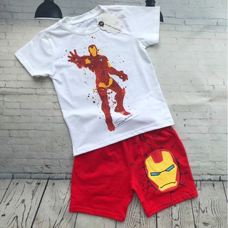 Bộ đồ thun tranh vẽ người sắt cho bé trai size 3-8