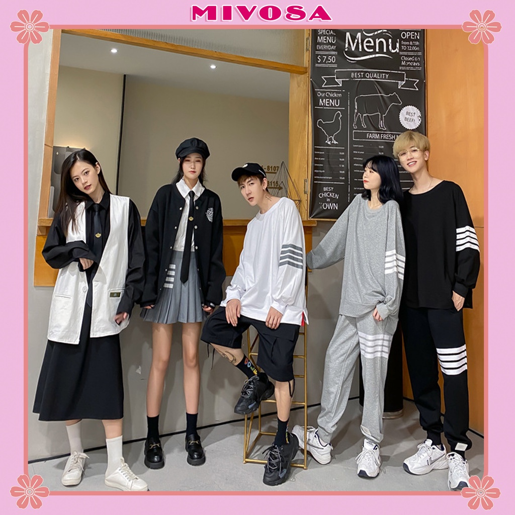 Áo sweater nỉ thụng sọc tay áo khoác nỉ hoodie cổ tròn form thung ulzzang thời trang unisex MIVOSA AN002 | BigBuy360 - bigbuy360.vn