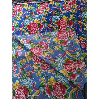 Vải chăn con công xanh lam trang trí  ( khổ 1,6m x cuộn dài)