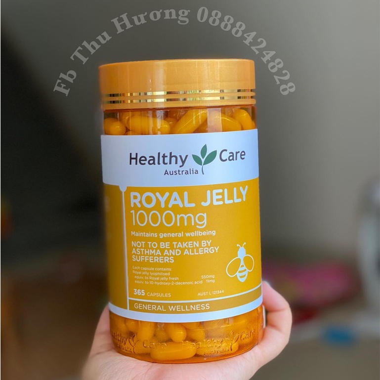 ( Mẫu mới) Sữa Ong Chúa Healthy care Royal Jelly 1000mg 365 viên