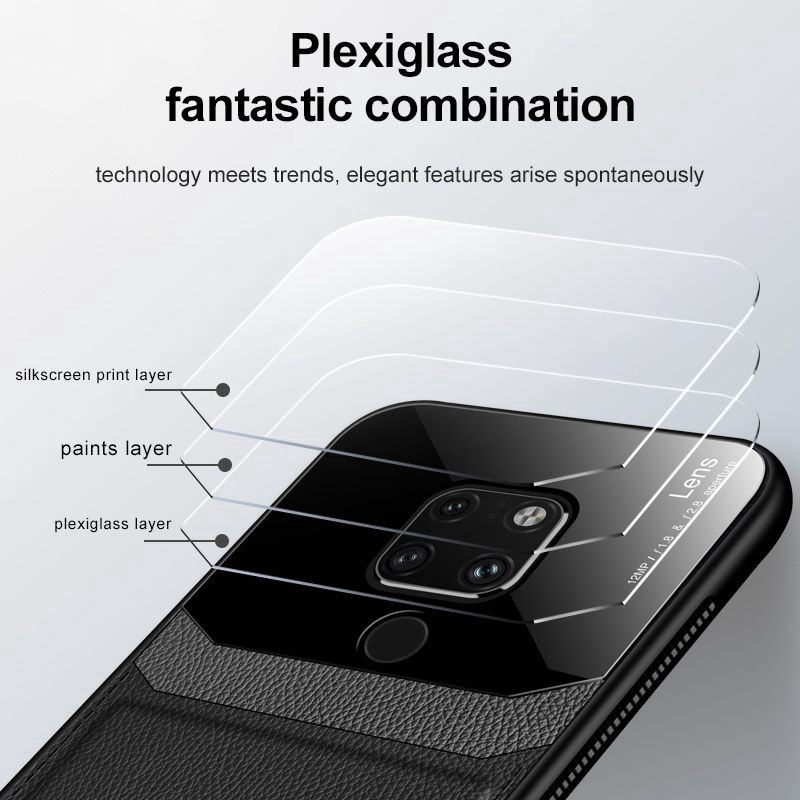 Ốp điện thoại chống sốc phối da tráng gương sang trọng cho Huawei Mate 20 Pro Lite 20 X Mate 10 9 8