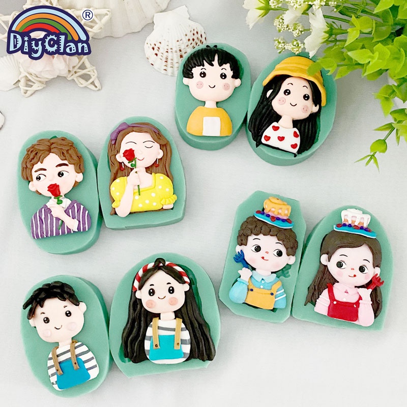 Khuôn Silicone Làm Bánh Hình Bé Trai Bé Gái Xinh Xắn