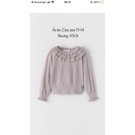 Áo len zara auth newtag size 13-14