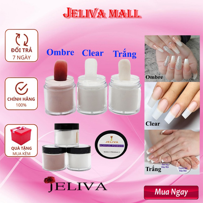 Đắp bột móng tay bột đắp móng đắp hoa t làm nail trắng clear ombre Jeliva 100g