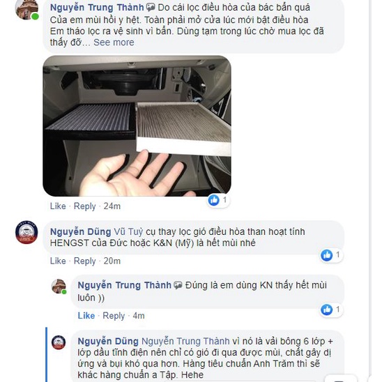 LỌC ĐIỀU HÒA Ô TÔ K&N VF2062 CHO KONA, TUCSON 16+, SELTOS,  ACCENT 18-NAY, BEIJING X7