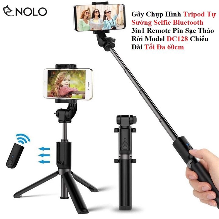 Gây Chụp Hình Tripod Selfie Bluetooth 3in1 Remote Tháo Rời Model K07 Chiều Dài Tối Đa 60cm