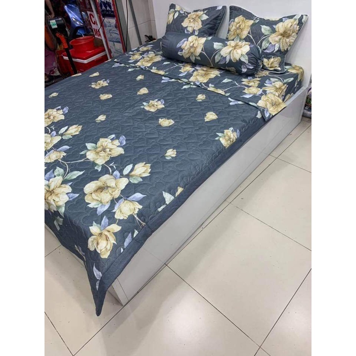 Bộ chăn hè ga gối 4 món dành cho đệm 2mx2m2,nhiều mẫu mới,họa tiết hoa vàng