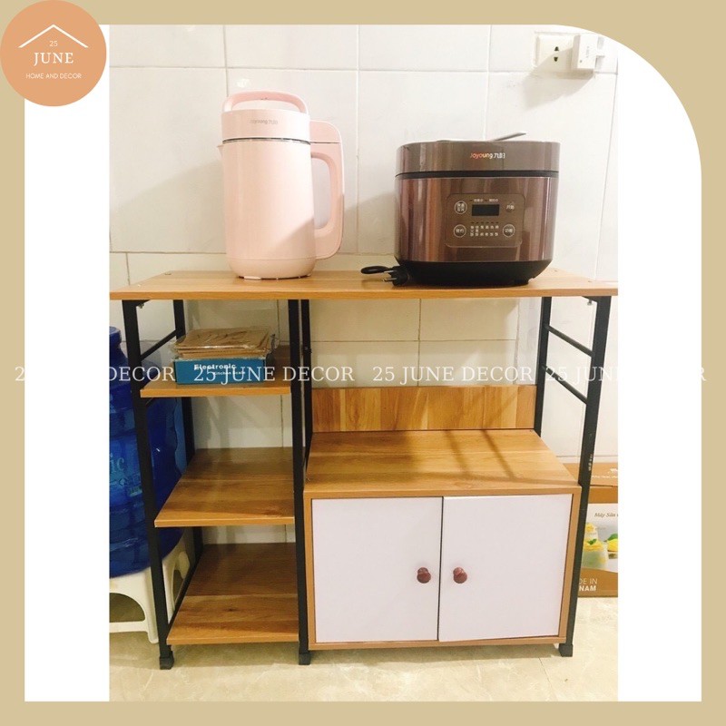 Kệ Để Đồ Nhà Bếp ✅ Miễn Phí Ship ✅ Tủ Bếp Nhiều Tầng Khung Sắt Sơn Tĩnh Điện Sàn Gỗ MDF Cao Cấp - 25 June Decor