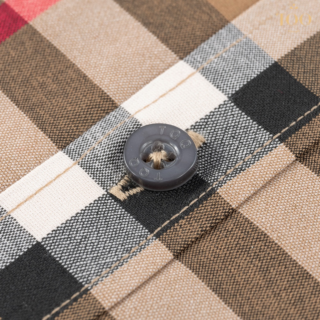 Áo sơ mi nam ngắn tay TQQ K504CSC kẻ vàng thời thượng dáng Slimfit chất liệu mềm mịn