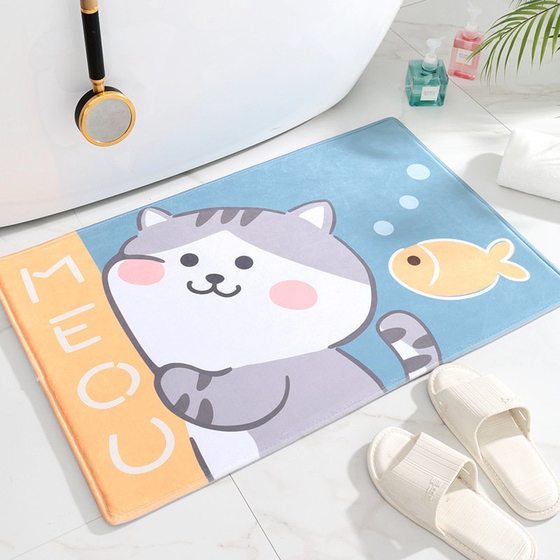 Thảm lau chân nhà tắm, thảm chùi chân lông mịn bọt biển thấm nước, chống trơn trượt cực nhiều mẫu đáng yêu