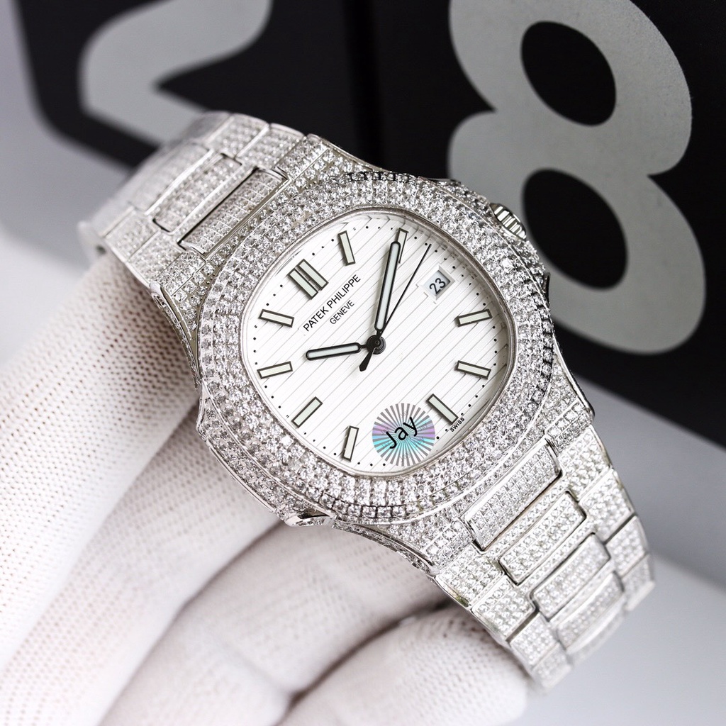 Đồng hồ Nam Patek Philippe full đá sw siêu đẹp, bản nâng cấp có kèm trang bị chống xước | BigBuy360 - bigbuy360.vn