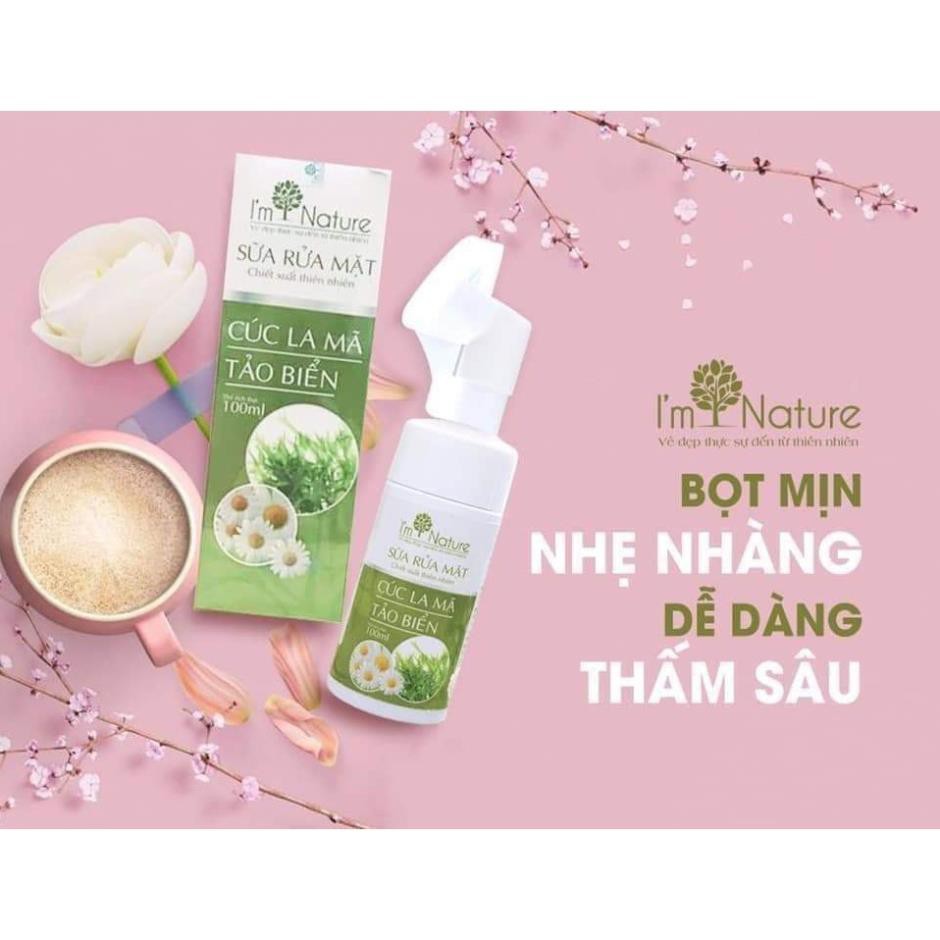 Sữa Rửa Mặt I'M NATURE Cúc La Mã Tảo Biển - kèm Đầu Cọ Silicon