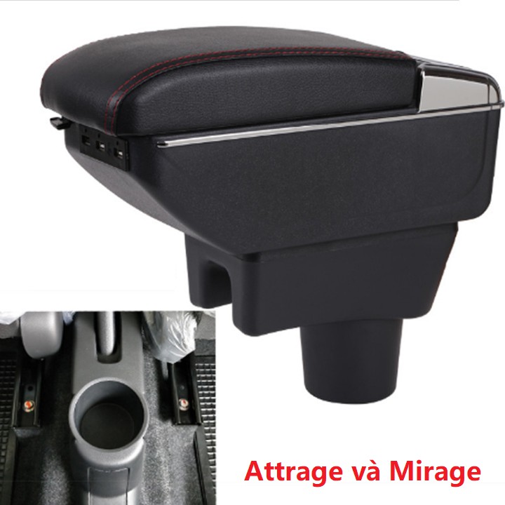 Hộp tỳ tay ô tô DUSB-ATG dành cho xe Mitsubishi Attrage và Mirage tích hợp 7 cổng USB