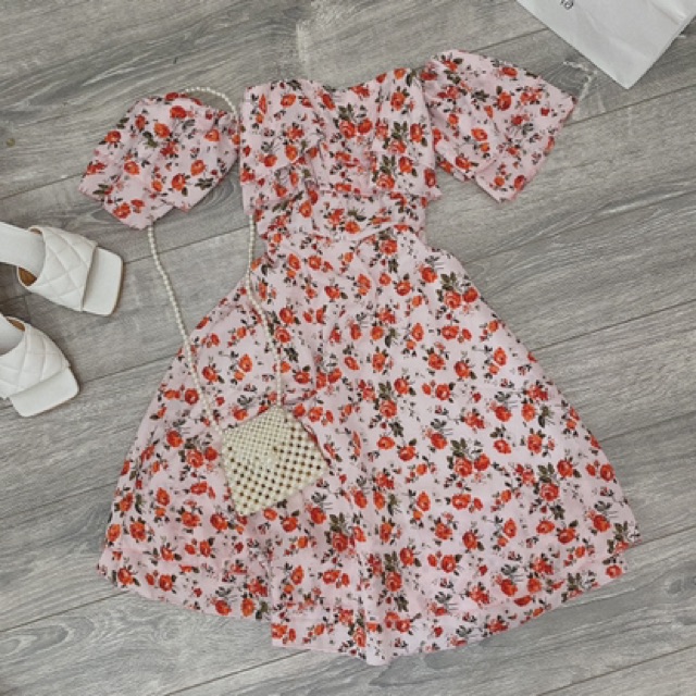 ĐẦM HOA TRỄ VAI 2 MÀU MỚI