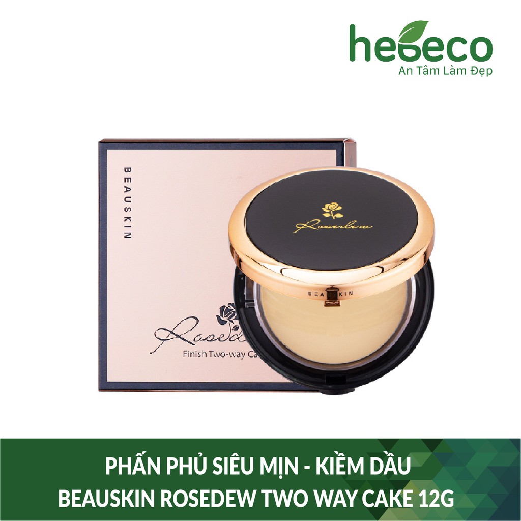 Phấn phủ Siêu mịn - Kiềm dầu Beauskin Rosedew Two Way Cake 12g - Hàn Quốc Chính Hãng