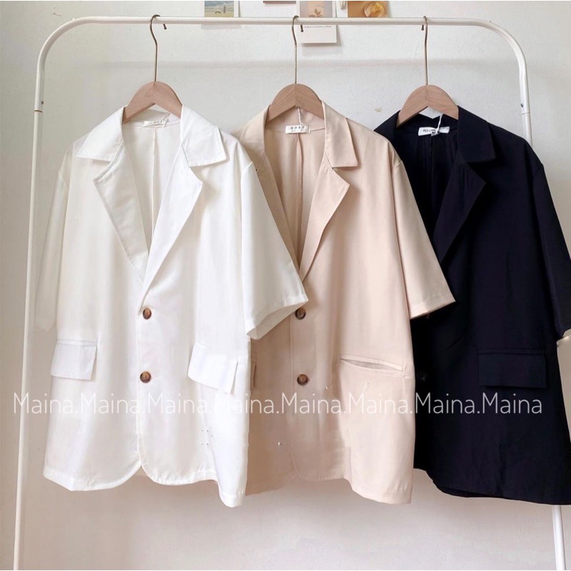 Áo Blazer - Vest Cộc Tay Dáng Rộng Chất Mát (ảnh thật/sẵn)