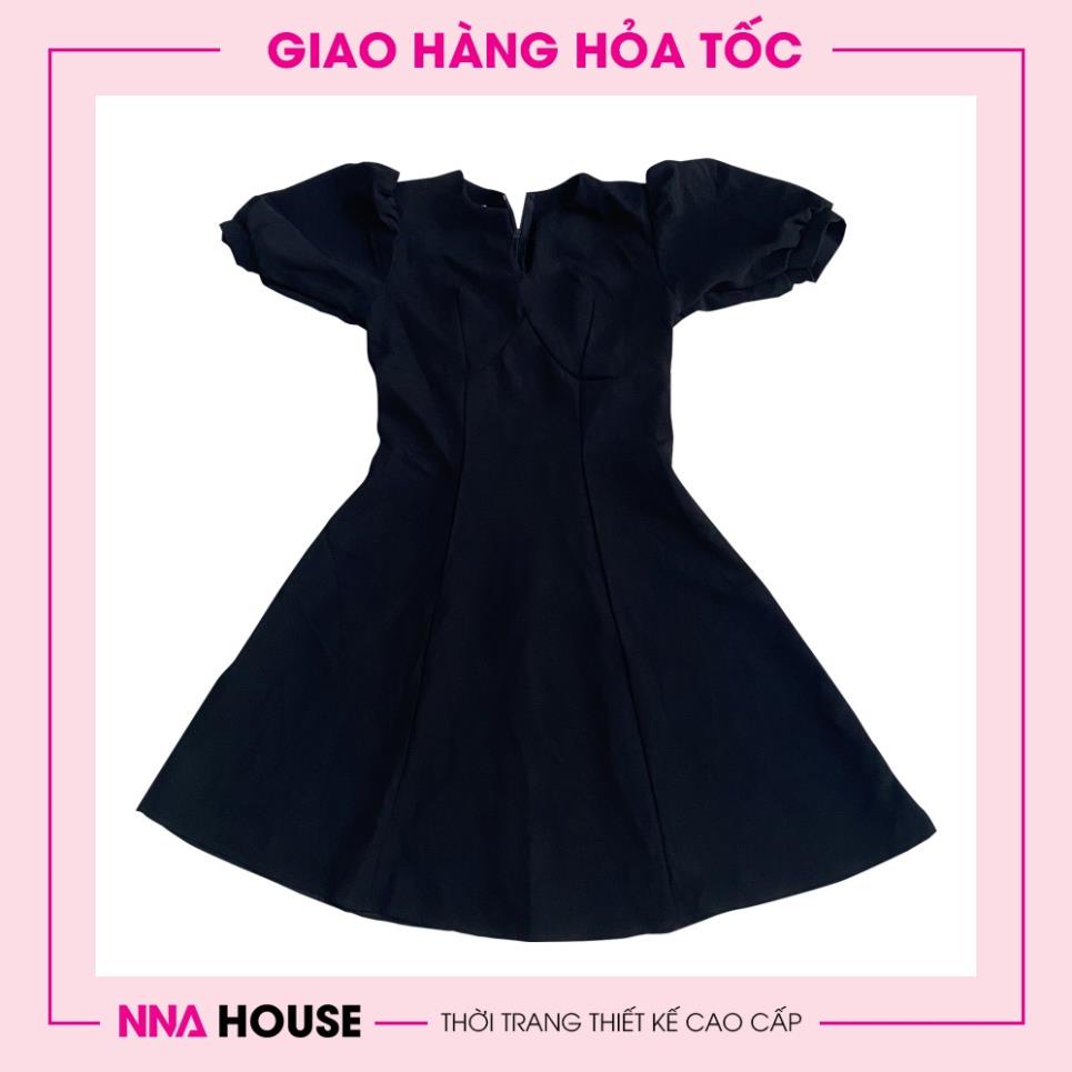 Váy xòe tay bồng cực xinh - Đầm đen dự tiệc xinh xắn sang trọng NNAHOUSE Mã NA214 | BigBuy360 - bigbuy360.vn