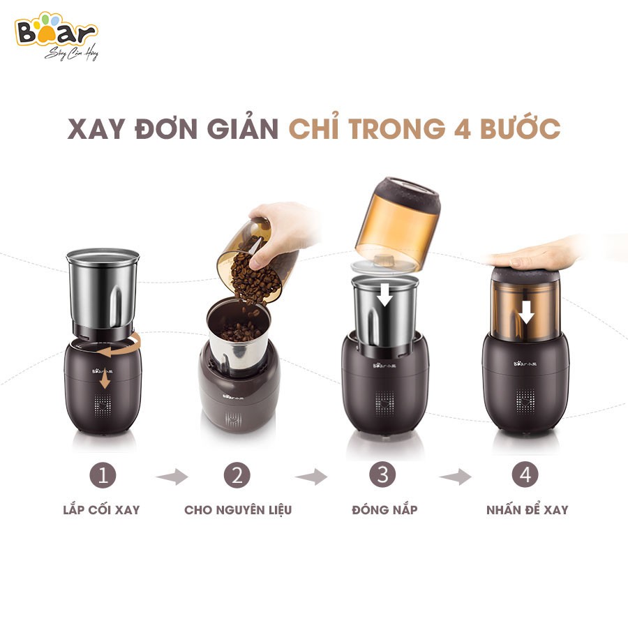 Máy xay thực phẩm khô Bear FSJ-A03D1S - Bản Quốc Tế Tiếng Anh - Hàng chính hãng