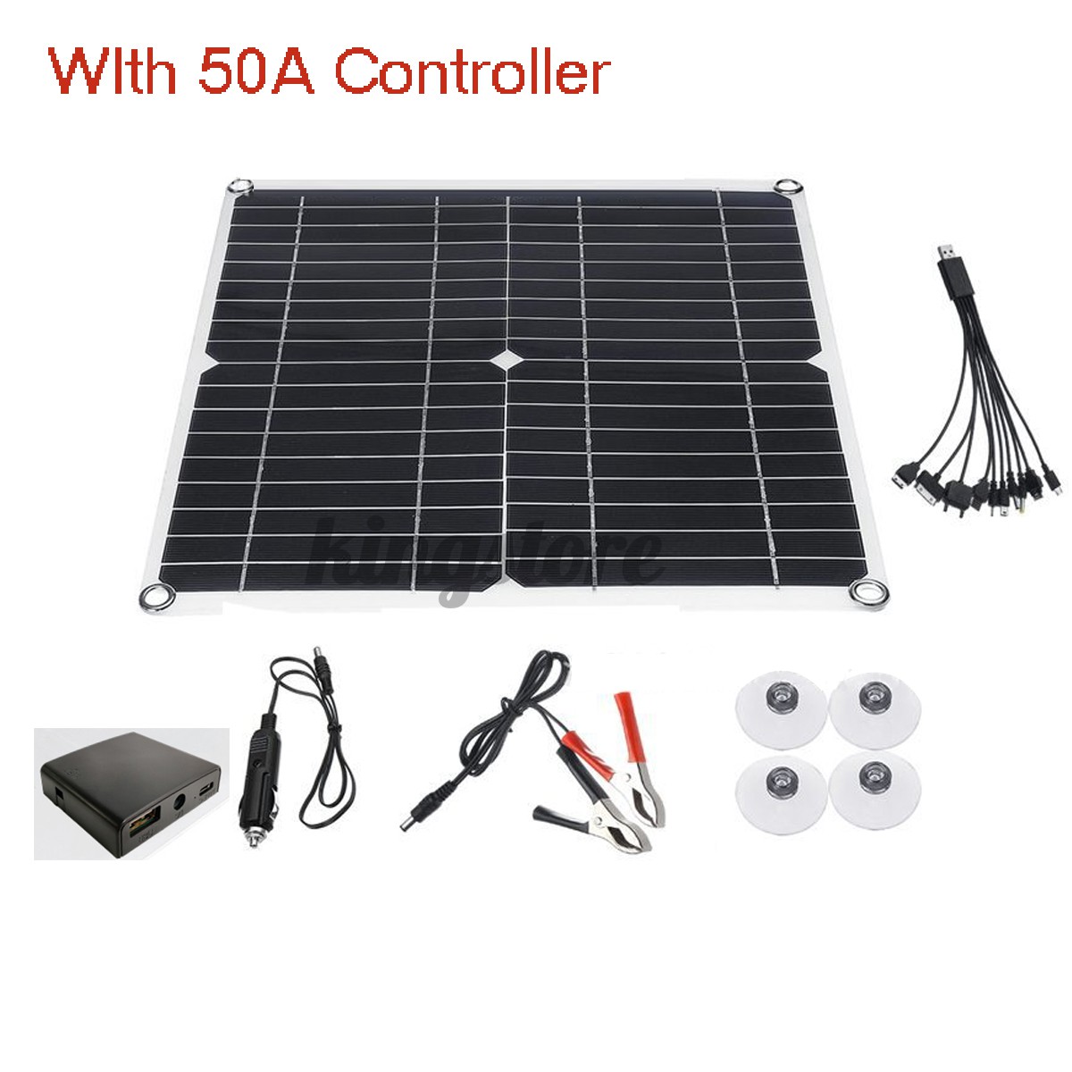 200W 12V Monocrystalline Solar Panel Charge Controller w/Dual USB for Camping