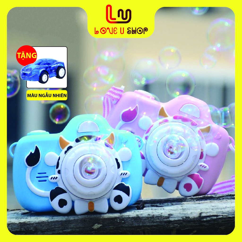 ( DEAL HỜI- TẶNG KÈM 5 CHIẾC XE ), Đồ chơi cho bé, máy ảnh phun bong bóng siêu cute hình con bò