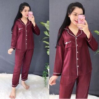 Set bộ pijama túi nơ viền tay dài quần dài cao cấp