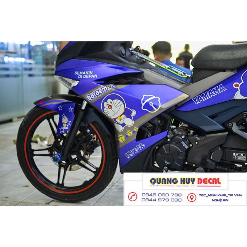 Tem trùm exciter xanh đen Doraemon SIÊU ĐẸP SIÊU RẺ,team decal ex 2015-2020