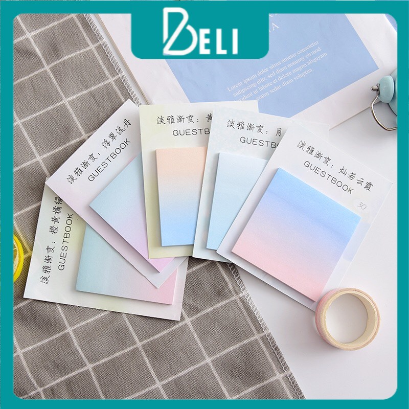 Giấy ghi chú hình vuông BELI, giấy note 60 trang màu gradient thanh lịch