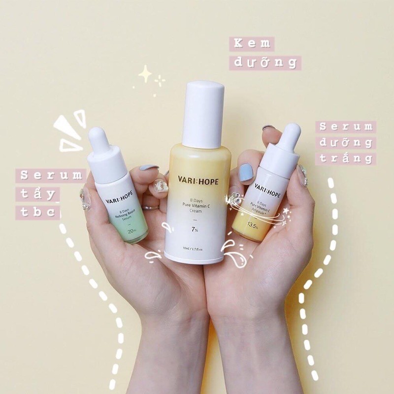 Tinh chất serum bốt tẩy tế bào chết aha bha pha Vari:hope vari hope refining