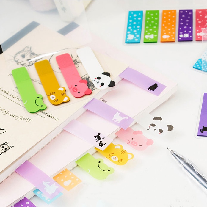 Giấy Note Ghi Chú Họa Tiết Hoạt Hình Màu Dạ Quang Xinh Xắn