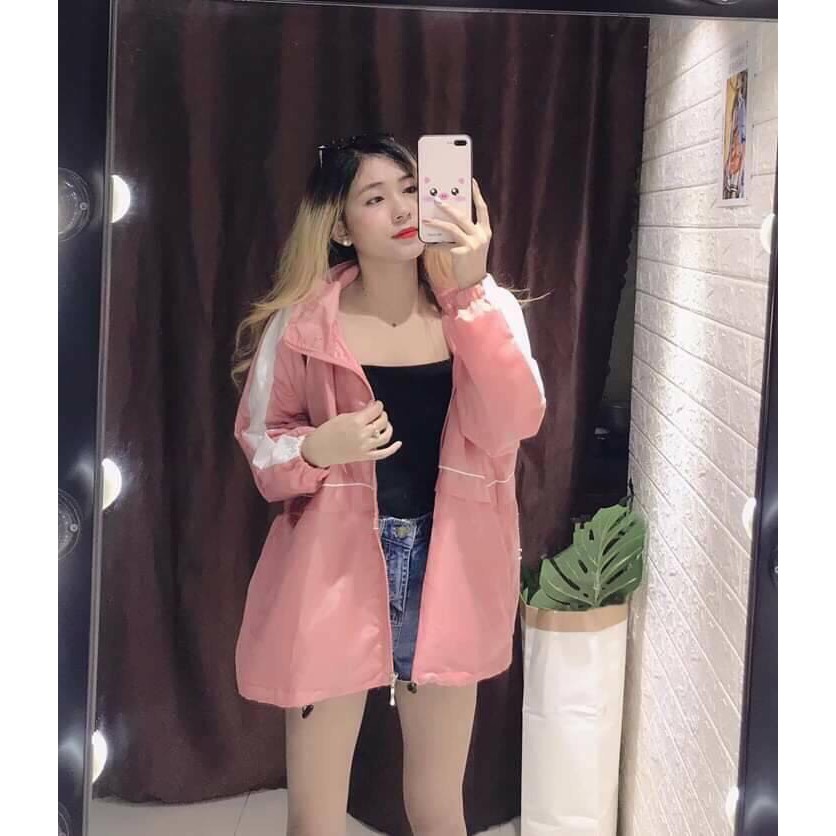 Áo khoác dù nam nữ form rộng 1 sọc tay