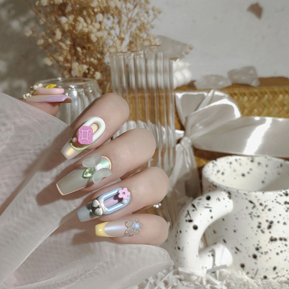 [Hàng mới về] Phụ kiện trang trí móng nghệ thuật 3D màu kẹo ngọt họa tiết hoạt hình DIY