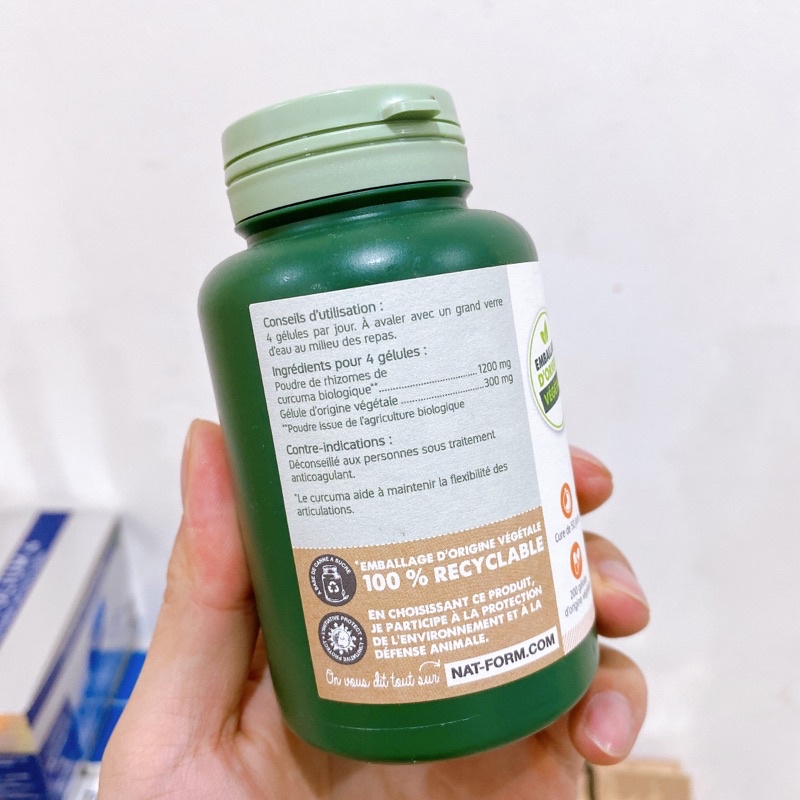 Viên uống tinh bột Nghệ hữu cơ Nat&Form 200 viên