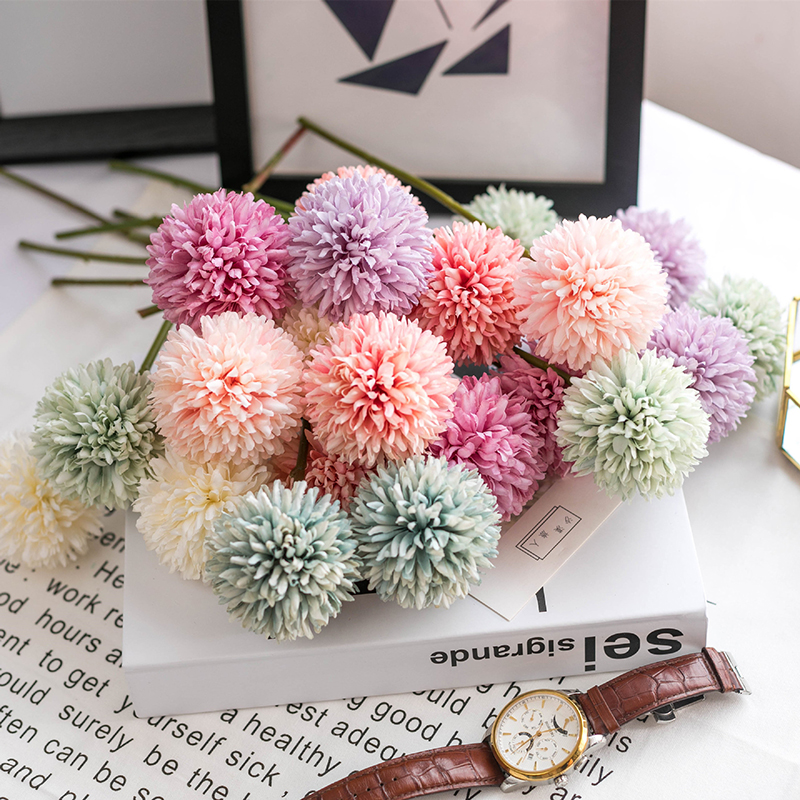 1 Head Artificial Pink Dandelion Flower Ball, Home Fake Flower Wall, Wedding Decoration, Celebration Flower,