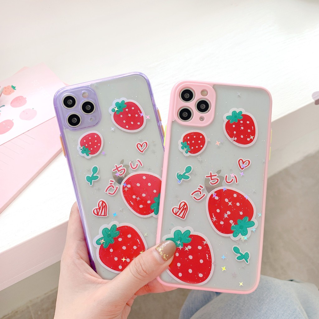 Ốp lưng iphone Blink Starwberry viền màu 5/5s/6/6plus/6s/6splus/7/7plus/8/8plus/x/xr/xs/11/12/pro/max/plus/promax | BigBuy360 - bigbuy360.vn
