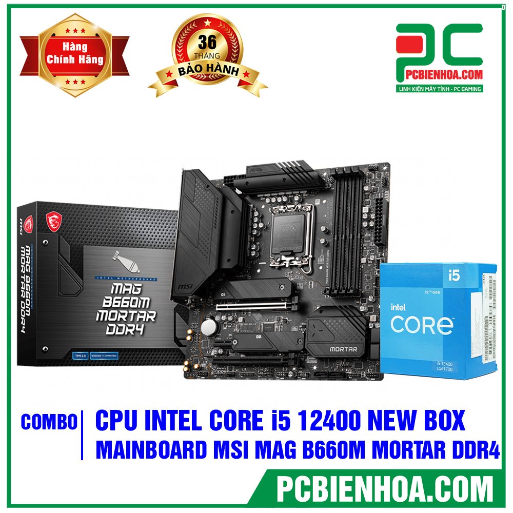 Combo Intel Gen 12 I5 12400 BOX + B660M 36T