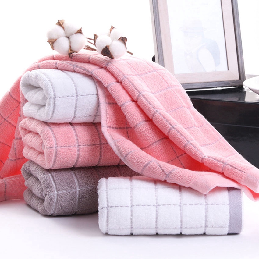 Khăn Tắm 100% Cotton Mềm Mại Họa Tiết Kẻ Sọc Đơn Giản Cho Người Lớn/Trẻ Em