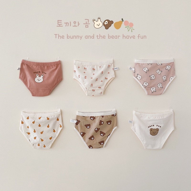 Set 3c quần chip / chip đùi cho bé hoạt tiết gấu thỏ