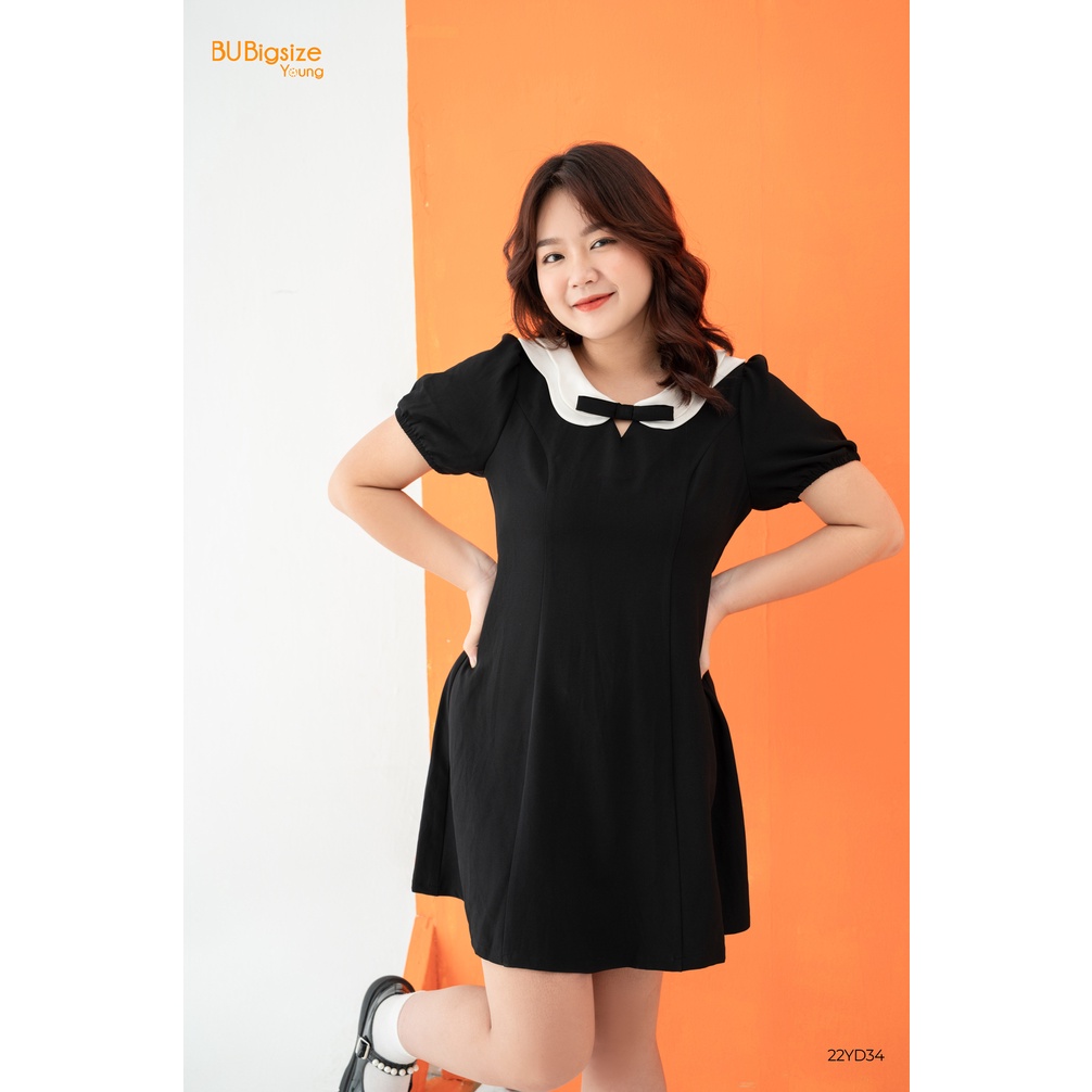 Đầm thiết kế cổ lượn trắng BIGSIZE (55kg đến 95kg) - 22YD34 - [BU Bigsize Young]
