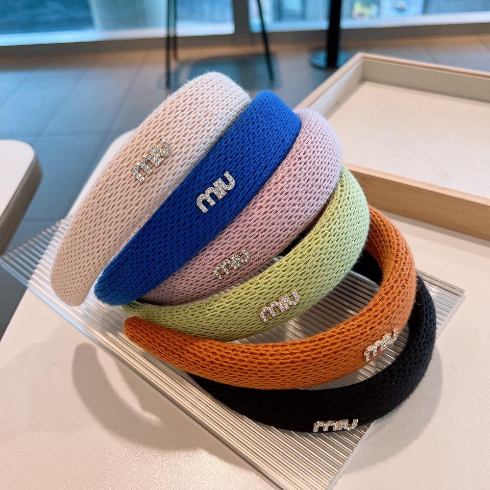 ANEMONE Cài Tóc Dệt Kim Bản Rộng Màu Trơn Thời Trang Thu Đông Xinh Xắn Cho Nữ