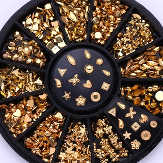 BORN PRETTY Hộp cườm đính trang trí móng tay 3D thiết kế hình học màu hồng vàng